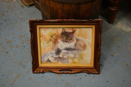 (n-7561/1) Kassiga trükipilt ilusas puitraamis