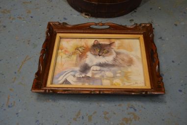 (n-7561/1) Kassiga trükipilt ilusas puitraamis