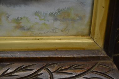 (n-7561/2) Kassiga trükipilt ilusas puitraamis