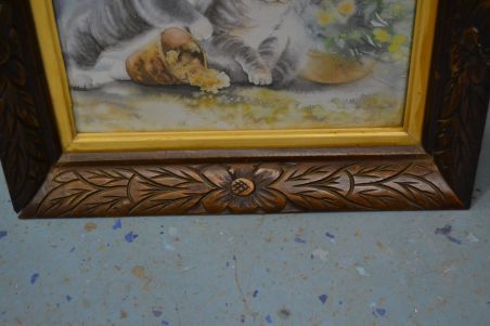 (n-7561/2) Kassiga trükipilt ilusas puitraamis