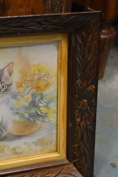 (n-7561/2) Kassiga trükipilt ilusas puitraamis