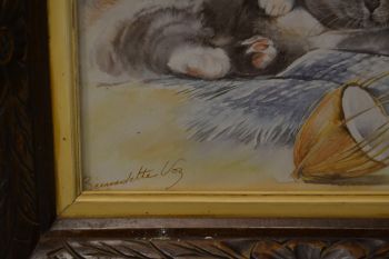 (n-7561/3) Kassiga trükipilt ilusas puitraamis 2