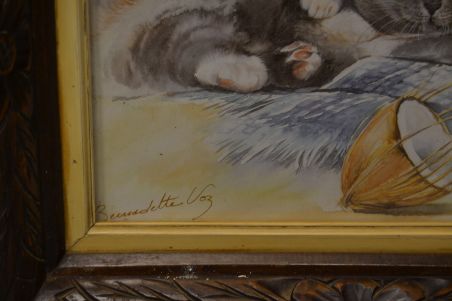 (n-7561/3) Kassiga trükipilt ilusas puitraamis