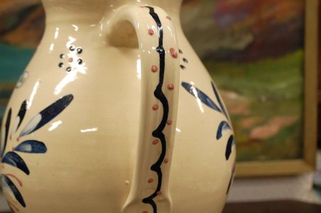 (n-7603) Hükli Keramik, suur käsitsimaalitud kann/ vaas nr 508/30