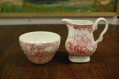 (n-7608/1) Myotts Country Life, Fine Staffordshire Ware, koorekann ja suhkrukauss