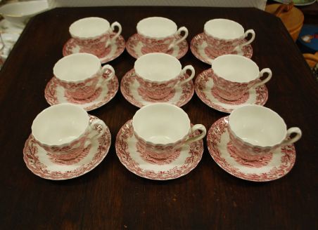(n-7608/2) Myotts Country Life, Fine Staffordshire Ware, kohvitassid-taldrikud, 9tk