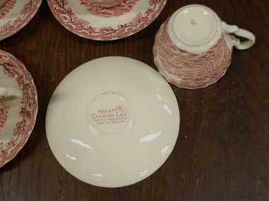 (n-7608/2) Myotts Country Life, Fine Staffordshire Ware, kohvitassid-taldrikud, 9tk