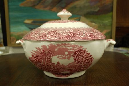 (n-7621) Staffordshire Ironstone, Canterbury River Scene suur tirin