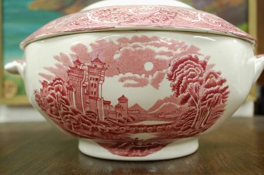 (n-7621) Staffordshire Ironstone, Canterbury River Scene suur tirin