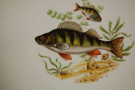 (n-7654/3) Bavaria Wunsiedel R Porcelaine, kala dekooriga suured praetaldrikud, 6tk