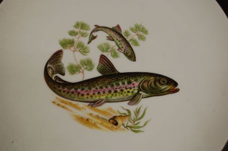 (n-7654/3) Bavaria Wunsiedel R Porcelaine, kala dekooriga suured praetaldrikud, 6tk