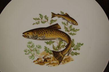 (n-7654/3) Bavaria Wunsiedel R Porcelaine, kala dekooriga suured praetaldrikud, 6tk