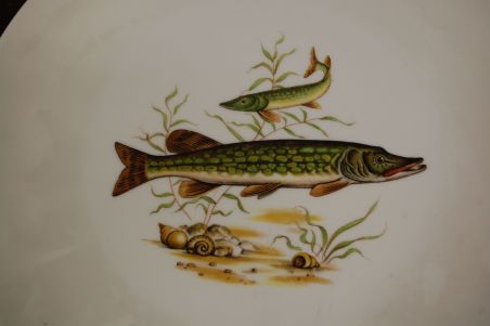 (n-7654/3) Bavaria Wunsiedel R Porcelaine, kala dekooriga suured praetaldrikud, 6tk