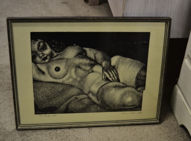 (P-1112) Viiralti trükirepro - Lamav akt kanepiriidel