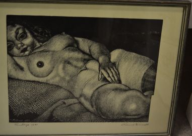 (P-1112) Viiralti trükirepro - Lamav akt kanepiriidel