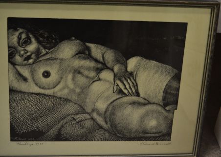 (P-1112) Viiralti trükirepro - Lamav akt kanepiriidel