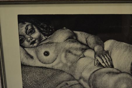 (P-1112) Viiralti trükirepro - Lamav akt kanepiriidel