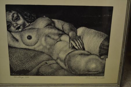 (P-1112) Viiralti trükirepro - Lamav akt kanepiriidel