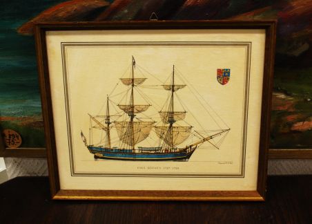 (n-7678) H.A Muth, Purjelaev HMS Bounty raamitud värviline trükk