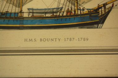 (n-7678) H.A Muth, Purjelaev HMS Bounty raamitud värviline trükk