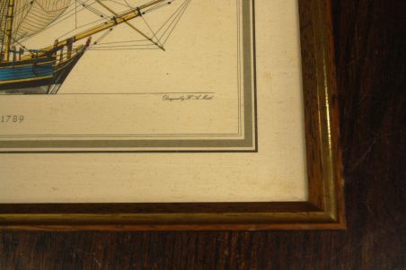 (n-7678) H.A Muth, Purjelaev HMS Bounty raamitud värviline trükk