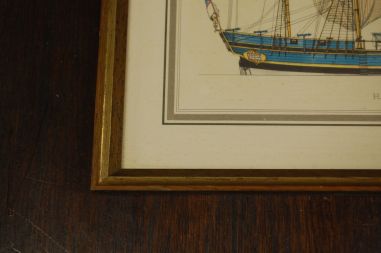 (n-7678) H.A Muth, Purjelaev HMS Bounty raamitud värviline trükk