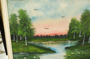 (L-765) Suur raamitud loodusvaatega trükk