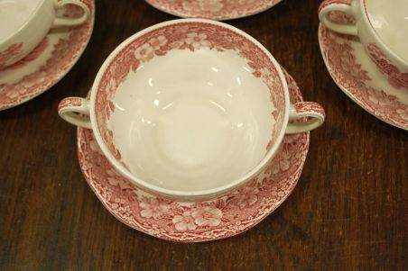 (n-2532) Enoch Wedgwood, Woodland puljongitassid - taldrikud, 7tk kompl.