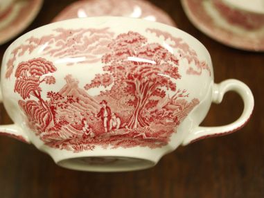 (n-2532) Enoch Wedgwood, Woodland puljongitassid - taldrikud, 7tk kompl.