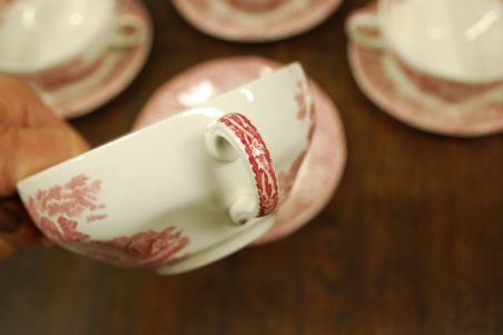 (n-2532) Enoch Wedgwood, Woodland puljongitassid - taldrikud, 7tk kompl.