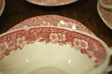 (n-2532) Enoch Wedgwood, Woodland puljongitassid - taldrikud, 7tk kompl.