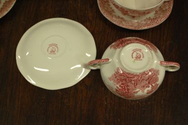 (n-2532) Enoch Wedgwood, Woodland puljongitassid - taldrikud, 7tk kompl.