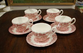 (n-7608/2) Myotts Country Life, Fine Staffordshire Ware, kohvitassid-taldrikud, 5tk
