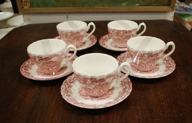 (n-7608/2) Myotts Country Life, Fine Staffordshire Ware, kohvitassid-taldrikud, 5tk