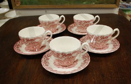 (n-7608/2) Myotts Country Life, Fine Staffordshire Ware, kohvitassid-taldrikud, 5tk