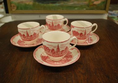 (n-6539/3) Johnson Brothers, Old Britain Castles, kohvitassid-taldrikud, 4tk