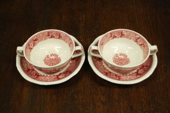 (n-7520/1) Adams, English Scenic, hobustega puljongitassid-taldrikud, 2tk