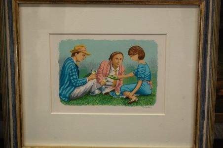 (L-807) Ulf Greder, litograafia, Piknik