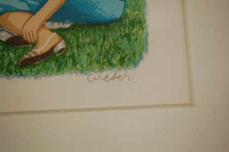 (L-807) Ulf Greder, litograafia, Piknik