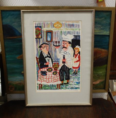 (L-808) Sven Lidberg, litograafia Restoran Victoria
