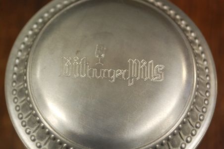 (n-7707) Rastal, metallkaanega õllekann Bitburger Pils