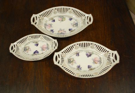 (n-7776) Bavaria Schumann Arzberg, pitsilise servaga puuviljadega kausid, 3tk komplektis