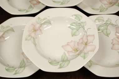 (n-7862/8) Bavaria Seltmann Weiden, õunapuu õitega supi-pastataldrikud, 6tk