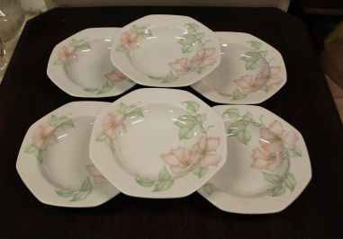 (n-7862/8) Bavaria Seltmann Weiden, õunapuu õitega supi-pastataldrikud, 6tk