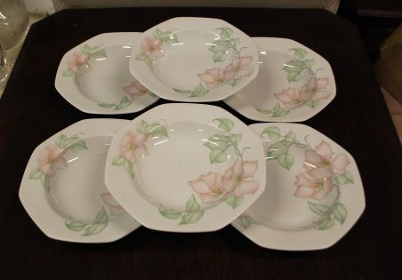 (n-7862/8) Bavaria Seltmann Weiden, õunapuu õitega supi-pastataldrikud, 6tk