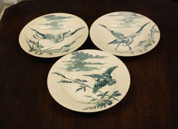 (n-7881)  Luneville, Depose antiiksed lindudega supi-pastatldrikud, 3tk