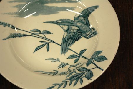 (n-7881)  Luneville, Depose antiiksed lindudega supi-pastatldrikud, 3tk