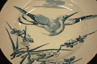 (n-7881)  Luneville, Depose antiiksed lindudega supi-pastatldrikud, 3tk