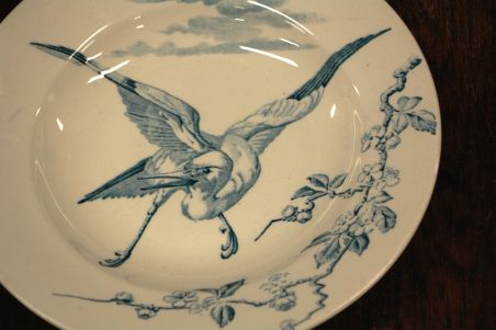 (n-7881)  Luneville, Depose antiiksed lindudega supi-pastatldrikud, 3tk