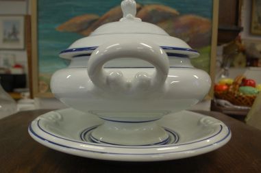 (n-7885) Suur käsitsimaalitud tirin, vaagen ja kulp komplektis